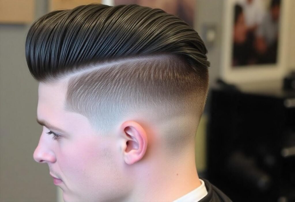 Mid Fade Pompadour Hairstyle